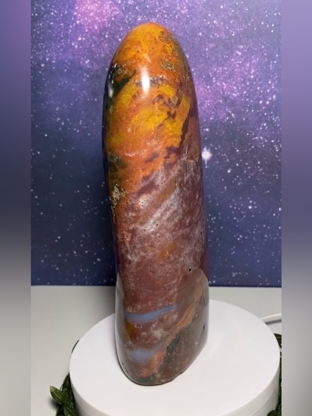 Polished Gorgeous Ocean Jasper Crystal Quartz Tower - Picture 9 of 14